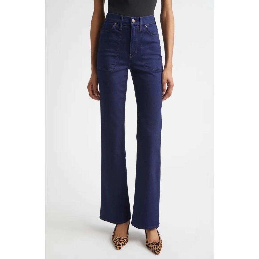 Veronica Beard Crosbie Wide Leg High Rise Jeans Navy Blue Size 28